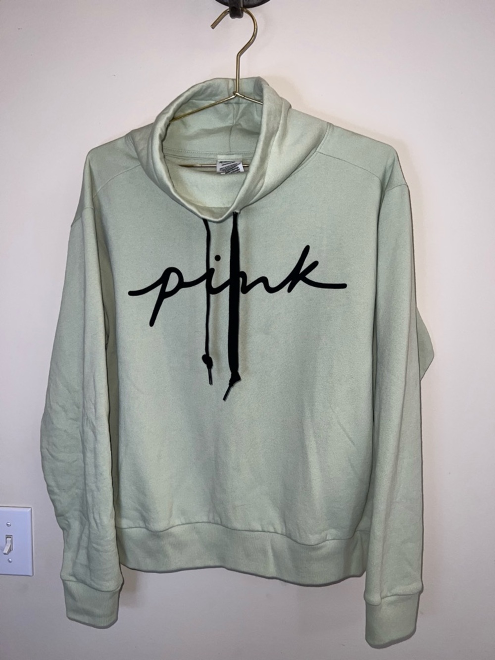 PINK Victoria’s Secret Cowl Neck Logo Sweatshirt NWT‎ Mint Green Size Small